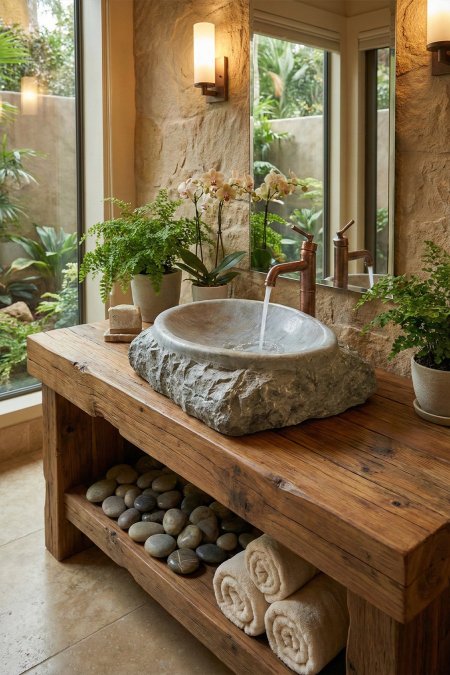 حوض حجر طبيعي – 53×47 سم